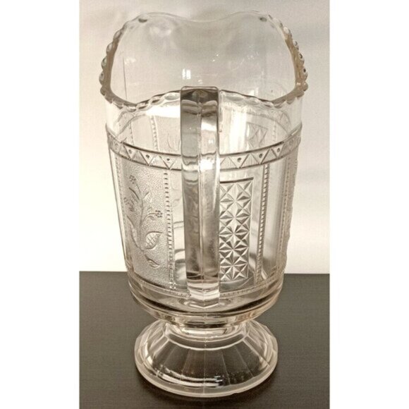 EAPG Antique Bryce Brothers Glass Pitcher Forget Me Not Water Pitcher Victorian - Picture 5 of 11